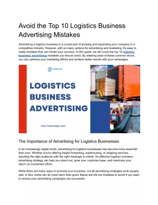 avoid the top 10 logistics business advertising