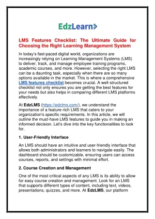 lms features checklist the ultimate guide