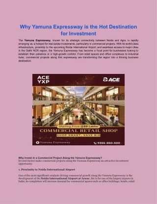 Why Yamuna Expressway is the Hot Destination for Investment