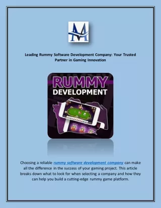 Leading Rummy Software Development Company Your Trusted Partner in Gaming Innovation