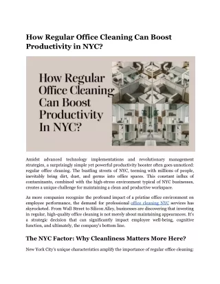 How Regular Office Cleaning Can Boost Productivity in NYC?