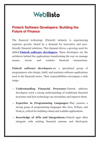 fintech software developers building the future