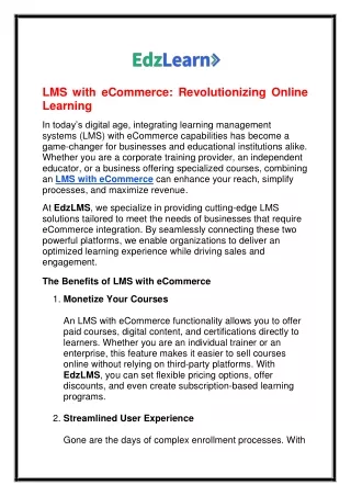 lms with ecommerce revolutionizing online learning