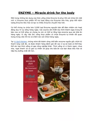 ENZYME – “Miracle drink for the body” - Nhà hàng Chay Vị Quê Kitchen