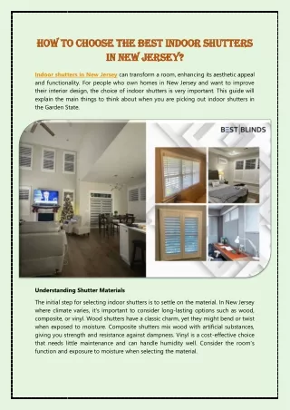 How to choose the best indoor shutters in New Jersey