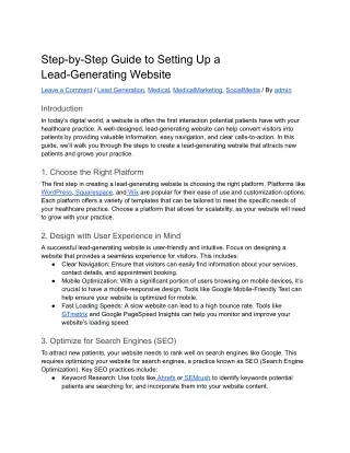 Step-by-Step Guide to Setting Up a Lead-Generating Website