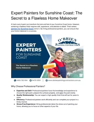 Expert Painters for Sunshine Coast_ The Secret to a Flawless Home Makeover