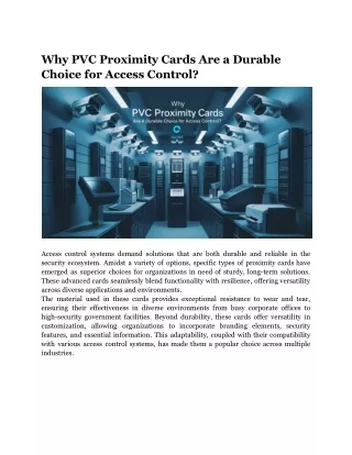 Why PVC Proximity Cards Are a Durable Choice for Access Control