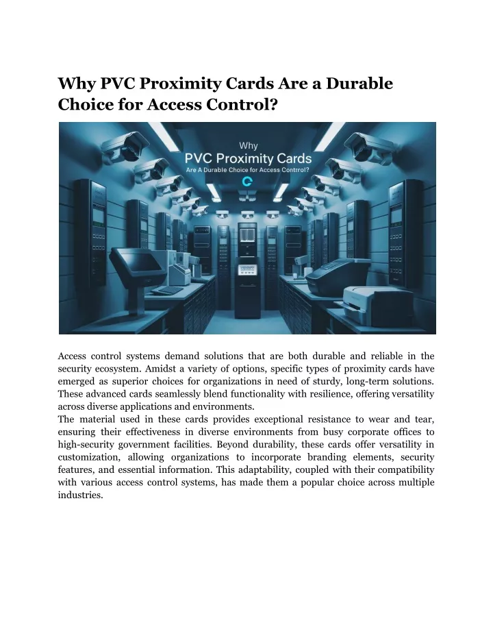 why pvc proximity cards are a durable choice