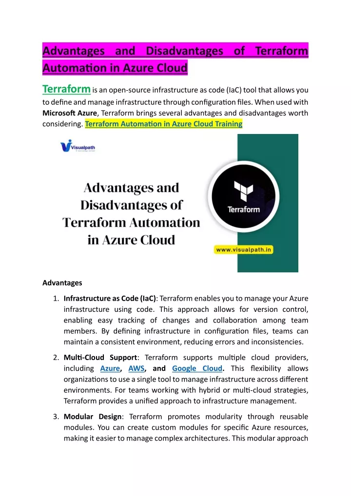 advantages and disadvantages of terraform