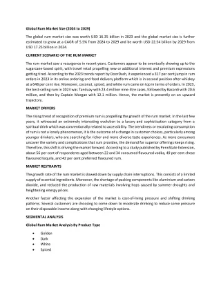 global rum market size 2024 to 2029