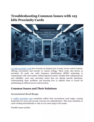 Troubleshooting Common Issues with 125 kHz Proximity Cards