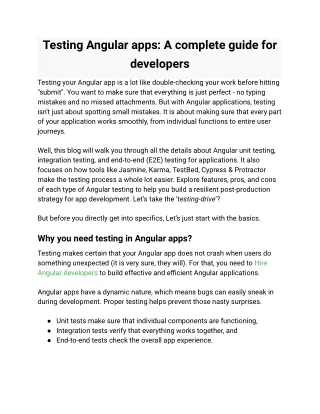 Testing Angular apps_ A complete guide for developers