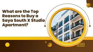 What are the Top Reasons to Buy a Saya South X Studio Apartment