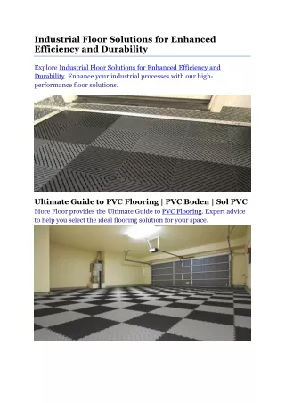 Industrial Floor Solutions for Enhanced Efficiency and Durability