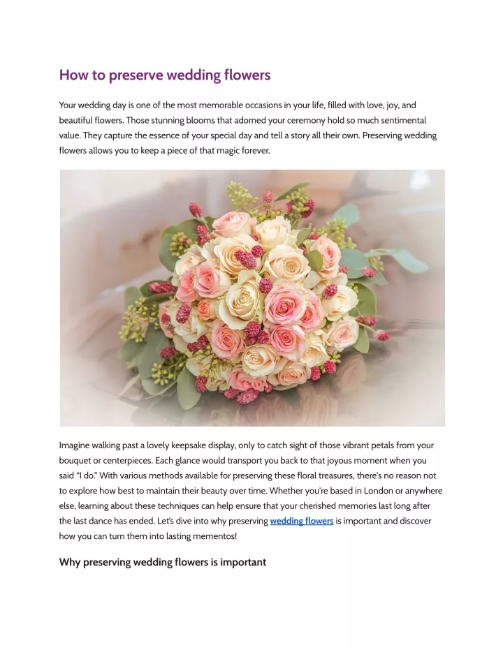 how to preserve wedding flowers