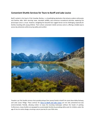 Convenient Shuttle Services for Tours to Banff and Lake Louise