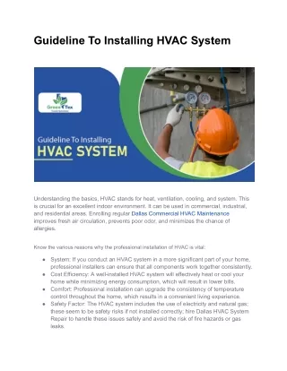 Guideline To Installing HVAC System