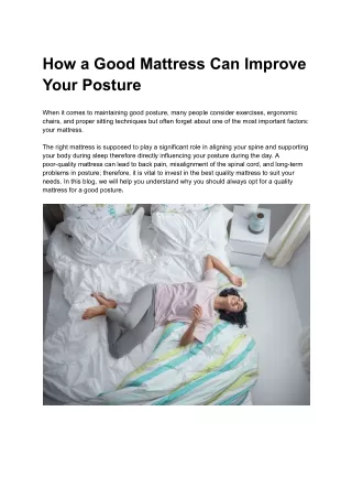 How a Good Mattress Can Improve Your Posture