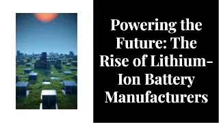 Lithium Ion Battery Makers