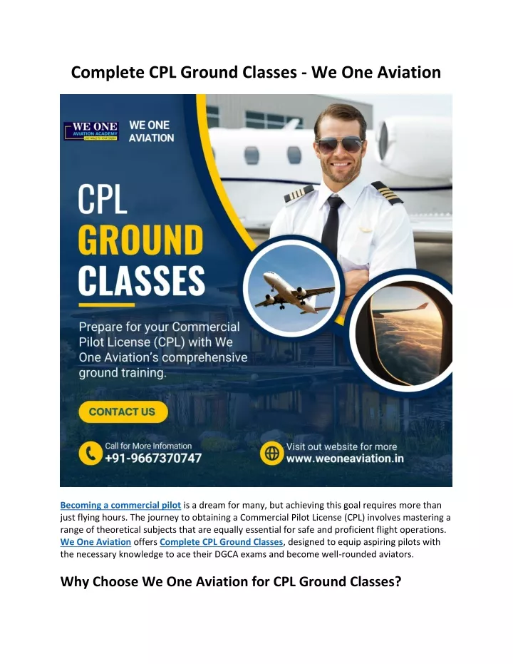 complete cpl ground classes we one aviation