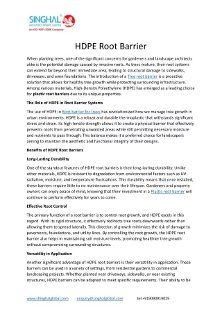 hdpe root barrier