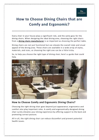 How to Choose Dining Chairs that are Comfy and Ergonomic