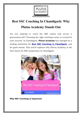 Best SSC Coaching in Chandigarh | Plutus Academy