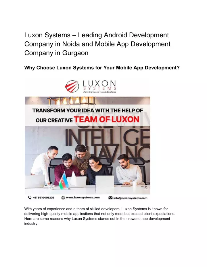 luxon systems leading android development company