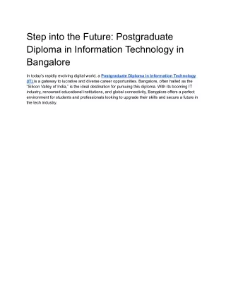 Step into the Future_ Postgraduate Diploma in Information Technology in Bangalore