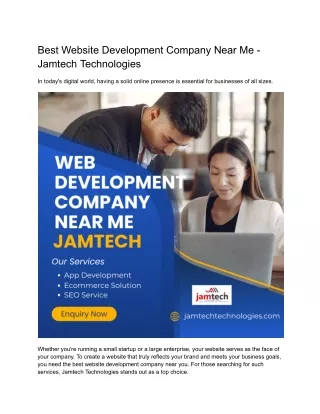 Best Website Development Company Near Me  Jamtech Technologies