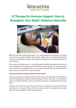 IV Therapy for Immune Support How to Strengthen Your Body’s Defenses Naturally