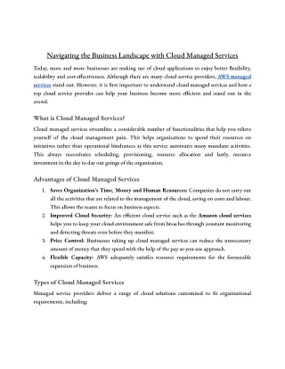 Navigating the Business Landscape with Cloud Managed Services