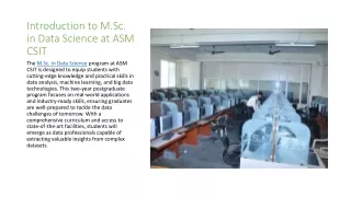 Unlocking the Future with M.Sc. in Data Science at ASM CSIT - Curriculum, Opportunities, and Career Pathways