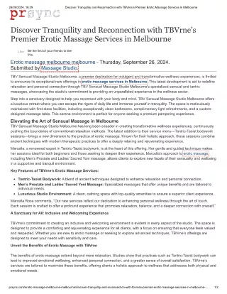 Discover Tranquility and Reconnection with TBVrne’s Premier Erotic Massage Services in Melbourne