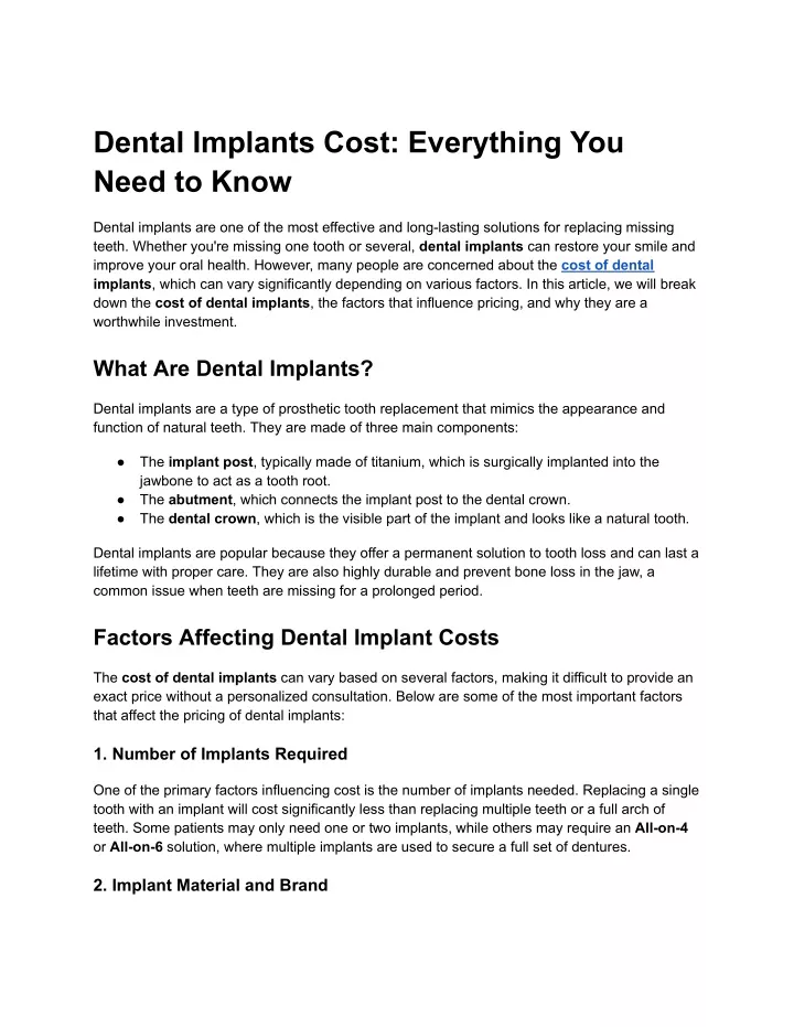 dental implants cost everything you need to know