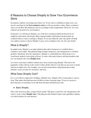 Shopify To Grow Your Ecommerce Store