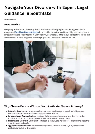 Protect Your Rights with Borrows Firm's Divorce Services