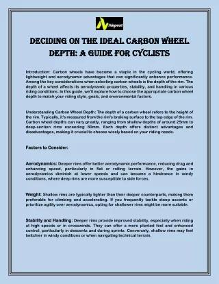 deciding on the ideal carbon wheel deciding