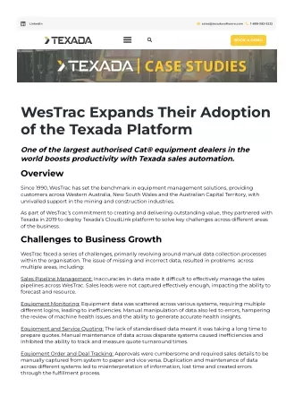 WesTrac Expands Their Adoption of the Texada Platform