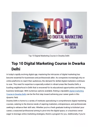 Digital Marketing Course in Dwarka Delhi