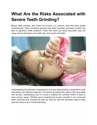 What Are the Risks Associated with Severe Teeth Grinding