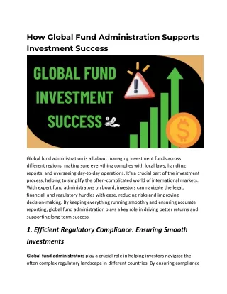 How Global Fund Administration Supports Investment Success