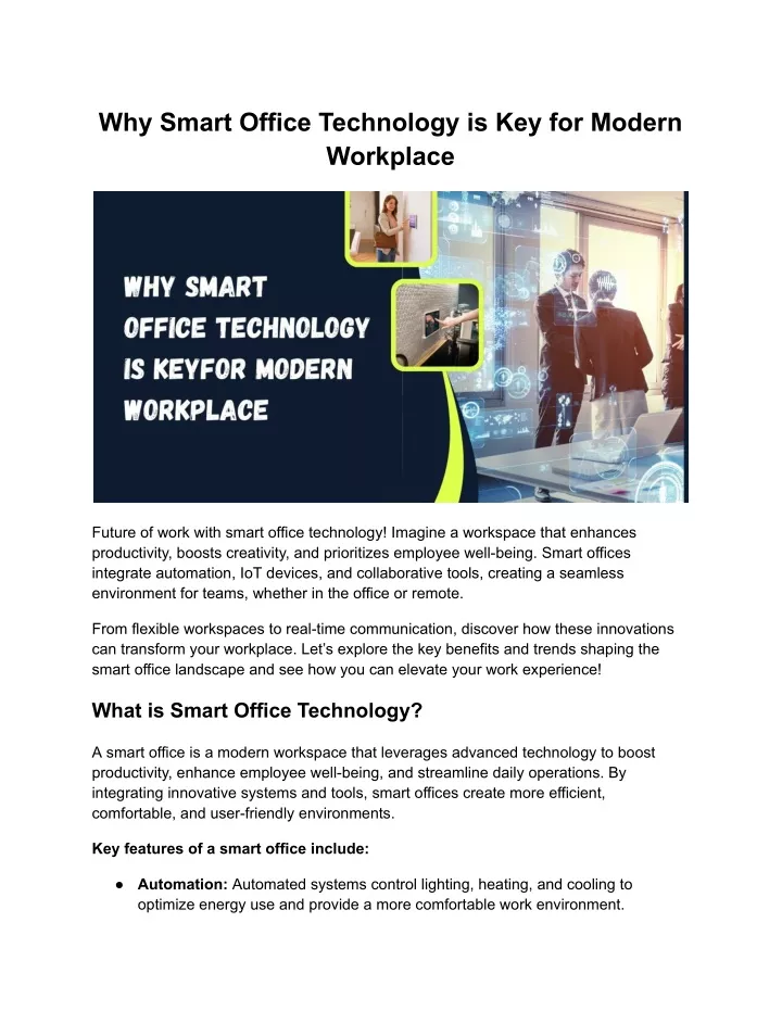 why smart office technology is key for modern