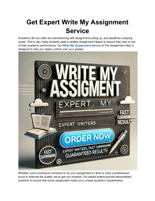 Get Expert Write My Assignment Service
