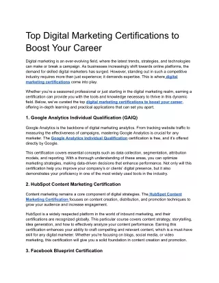 Top Digital Marketing Certifications to Boost Your Career