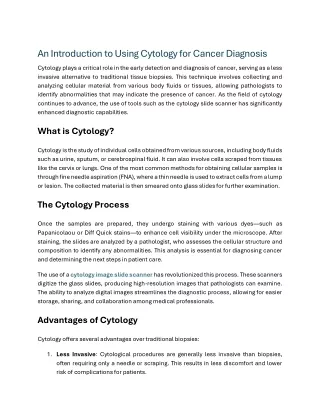 OptraSCAN    An Introduction to Using Cytology for Cancer Diagnosis    article