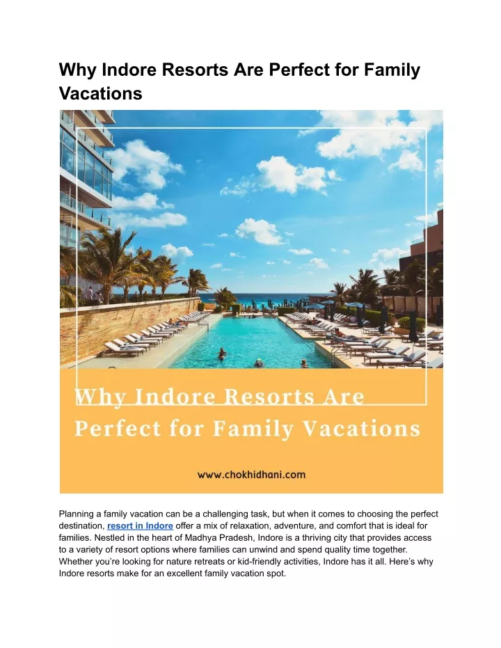 why indore resorts are perfect for family