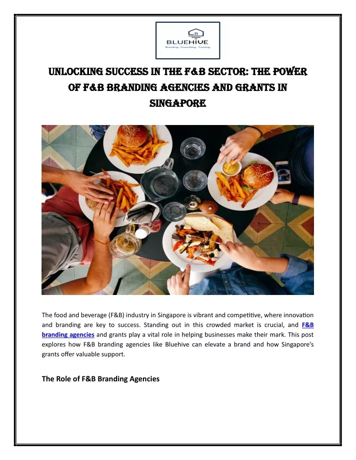 unlocking success in the f b sector the power