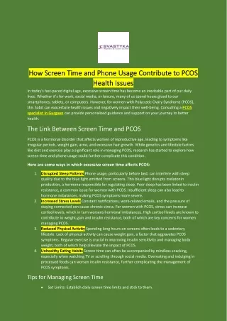 How Screen Time and Phone Usage Contribute to PCOS Health Issues